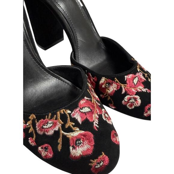 White House Black Market “Piper” Suede Embroidered Block Heel Shoes Size 7.5M - Picture 3 of 9